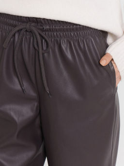 Брюки женские кожаные серые