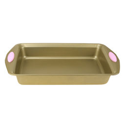 Противень с тефлоновым покрытием 41х26см, h5,5см, с силиконовыми накладками, золотой (Китай) - Домашняя мода фото 2