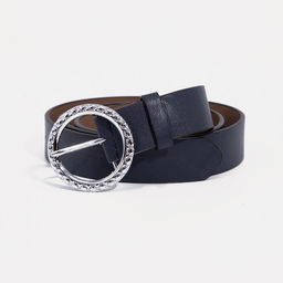 Ремень женский, ширина 3 см, винт, пряжка метал, цвет синий