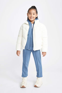 Водоотталкивающий пуховик с воротником-стойкой и полярной подкладкой для девочек - Defacto фото 5