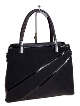 Женская сумка из искусственной кожи и натуральной замши, цвет шоколад