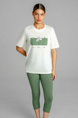 Арт. 51803 Домашний костюм с бриджами 44-52 (5 шт) Цвет:верх-молочный,низ-олива - Калинка фото 13