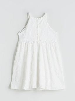 Halter Yaka Nak??l? K?z ?ocuk Elbise