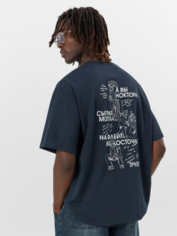 Футболка мужская синяя с принтом - Mark formelle фото 7