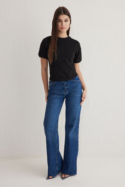 Trendyolmilla Siyah Fitted/Vucuda Oturan Bisiklet Yaka Esnek Orme Bluz TWOSS25BZ00009  фото 2