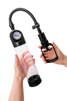 Помпа для пениса с монометром A-Toys by TOYFA Ebon, силикон, прозрачный, 20 см