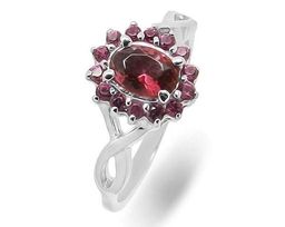 Кольцо из серебра рубеллит кварц, нанорубин, Ю-Деталь