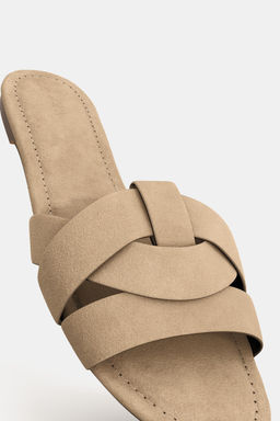 CROSSOVER SPLIT SUEDE FLAT SANDALS - Zara фото 13