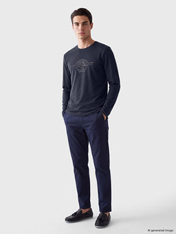 Bisiklet Yaka Bask?l? Erkek Sweatshirt - Waikiki фото 2