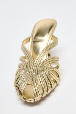 METALLIC STILETTO HEEL SANDALS - Zara фото 3