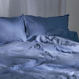 Простыня на резинке 2-спальная SL Home Деним, 160200+30 см, синяя хлопок - Sima-land home фото 4