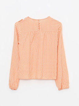 Bisiklet Yaka Ekose Uzun Kollu K?z ?ocuk Bluz - Waikiki фото 2