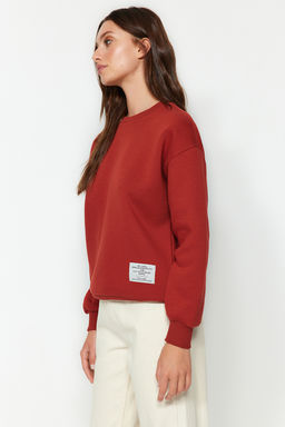 TRENDYOLMILLA Lacivert Etiket Detayl? Regular Bisiklet Yaka Orme Sweatshirt TWOAW24SW00289  фото 3