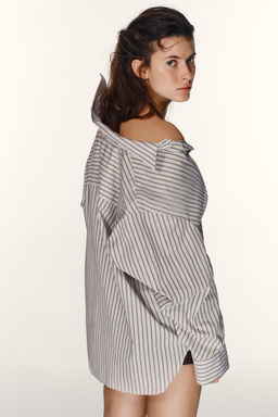 OVERSIZE STRIPED BATWING SLEEVE SHIRT - Zara фото 12