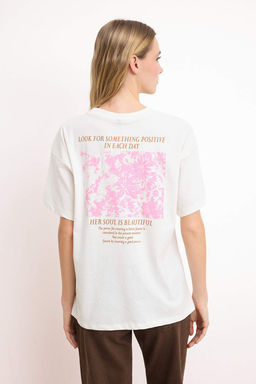 TRENDYOLMILLA Pembe Premium %100 Pamuk On ve Arka Bask?l? Oversize/Genis Kal?p Orme T-Shirt TWOSS23TS00269  фото 29