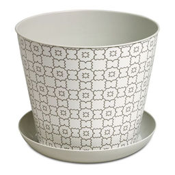 Кашпо круглое 3.3л. декор Этника с поддоном (светло-серый) 38133152 Виолет