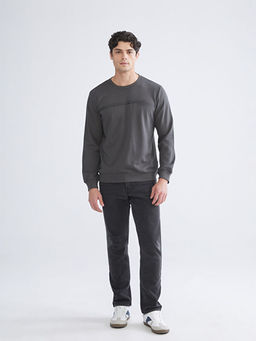 Bisiklet Yaka Bask?l? Erkek Sweatshirt
