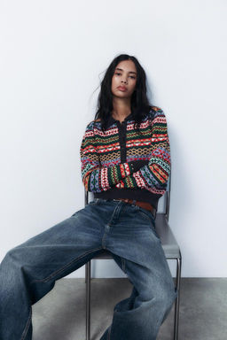 JACQUARD KNIT POLO SWEATER