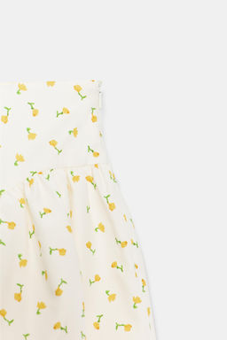 FALDA MINI POPELIN FLORES / Crudo/Amarillo - Zara фото 6