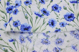 Полулен Душистые васильки, ш.1.5м, хлопок-70%, лен-30%, 140гр/м.кв - Купава фото 3