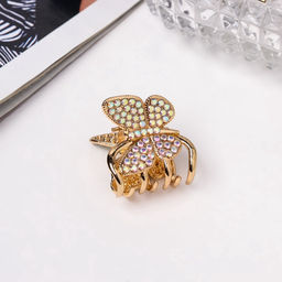 Цена за 6 шт. Крабик для волос «Одри», бабочка стиль, 2.5 см, золото