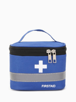 Косметичка-аптечка на молнии, на подкладке, с ручкой, с принтом Firstaid, синяя