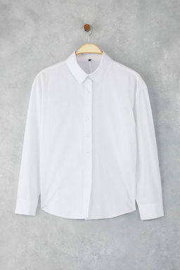 Beyaz Arkas? Dugme Detayl? Oversize Gomlek TWOAW26GO00009 - Trendyolmilla фото 9