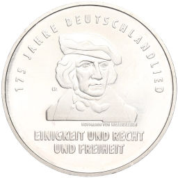 Монета 20 евро 2016 года Германия 175 лет Гимну Германии