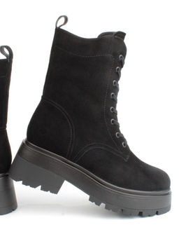 04-M3-1376 BLACK Ботинки зимние женские (натуральная замша, натуральный мех)
