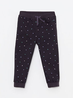 Bask?l? Pamuklu K?z Bebek Jogger E?ofman Alt