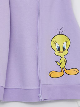 Kap??onlu Tweety Bask?l? Uzun Kollu K?z ?ocuk Fermuarl? Sweatshirt - Waikiki фото 3