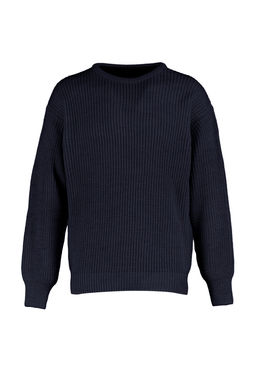 Lacivert Oversize Fit Genis Kal?p Bisiklet Yaka Basic Triko Kazak TMNAW23KZ00189