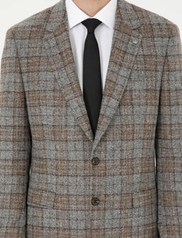 F_me Slim Fit Y_n Kar___ml_ Ekose Ceket