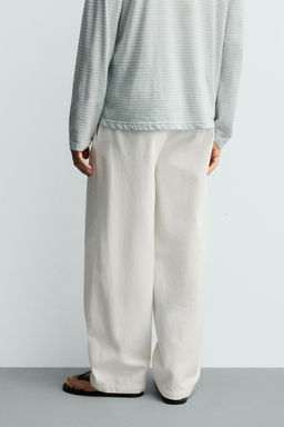 PANTAL?N CHINO DENIM BARREL FIT PLIEGUES / Blanco - Zara фото 3