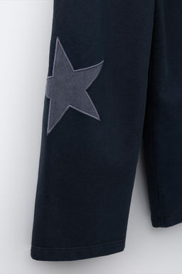 PANTAL?N FELPA EFECTO LAVADO WIDE LEG ESTRELLAS / Gris antracita - Zara фото 6