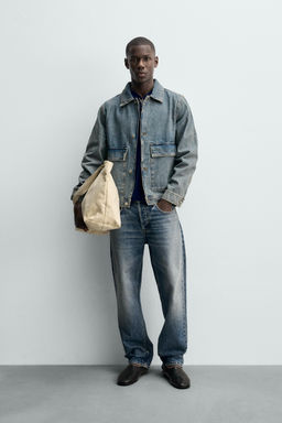 SOBRECAMISA DENIM REGULAR FIT / Azul pastel