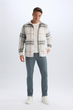 Slim Fit Yazl_k Chino Kanvas Dokulu Pantolon - Defacto фото 3