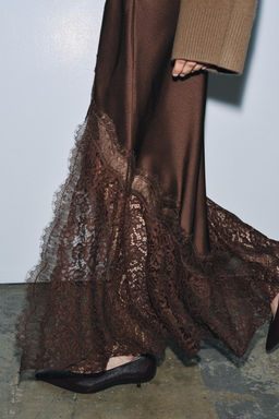 ZW COLLECTION SATIN LACE SKIRT - Zara фото 9