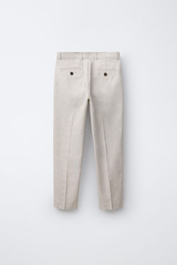 PANTAL?N TRAJE CON ALGOD?N Y LINO / Crudo - Zara фото 2