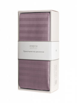 Проcтыня сатин-страйп 180х200+25 на резинке лиловый сатин