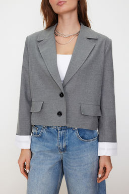 TRENDYOLMILLA Antrasit Kolu Manset Detayl? Dokuma Blazer Ceket TWOSS24BC00015  фото 5
