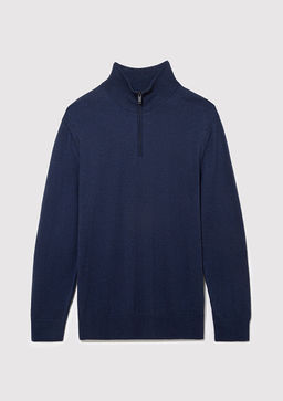 Yar? Fermuarl? Dik Yaka Lacivert Kazak - Mavi фото 6