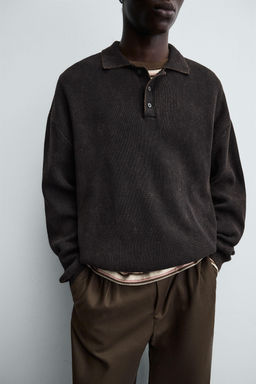 WASHED KNITTED POLO SHIRT