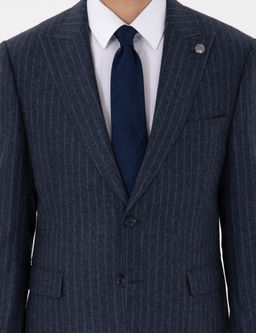 _ndigo Slim Fit _izgili Y_n Kar___ml_ Tak_m Elbise