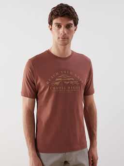 Bisiklet Yaka Bask?l? Erkek Ti??rt