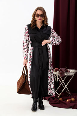 Платье NIKVA н718-5 чёрный+ромбы бургунди  фото 2