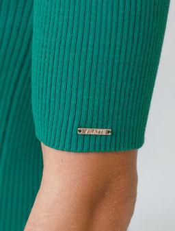 Водолазка тонкой вязки в рубчик из хлопка с нейлоном - Vilatte фото 4