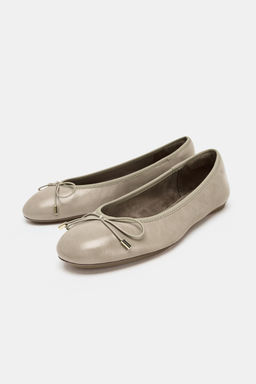 LEATHER BOW BALLET FLATS - Zara фото 9