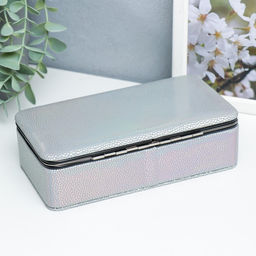 Шкатулка для украшений «Маленькие пятнышки. Серая голография», с зеркалом, искусственная кожа, 6×9.8×18.5 см