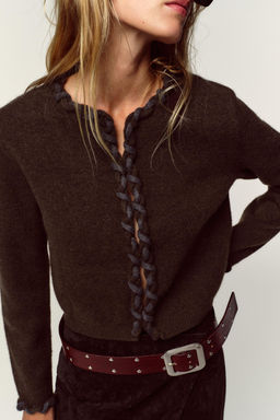 CARDIGAN WITH INTERWOVEN TRIMS - Zara фото 3